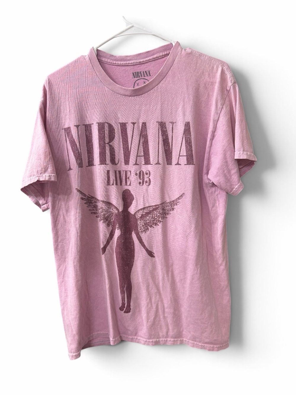 NIRVANA Pink Live '93 Graphic Tee with Angel Print Over size Tshirt 100% Cotton